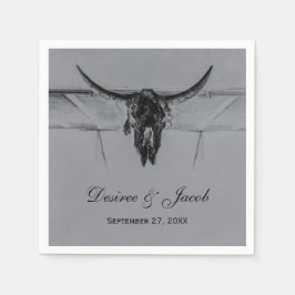 Serviette En Papier Russe Gris Noir Vache Occidentale Mariage crâne