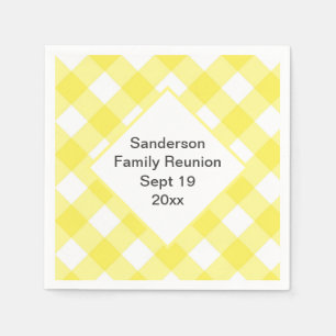Serviette En Papier Russe Jaune En vichy Famille Reunion Personnalisé