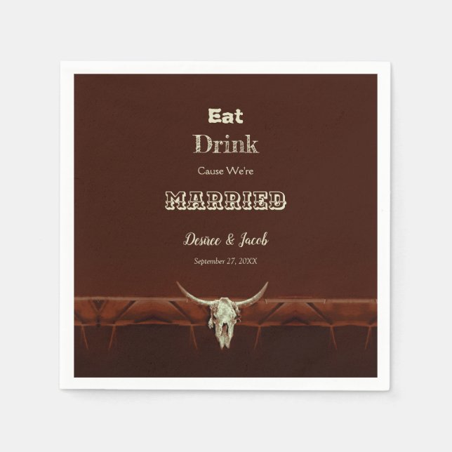 Serviette En Papier Russe Mariage Mange Boire Married Taureau Taureau  (Devant)