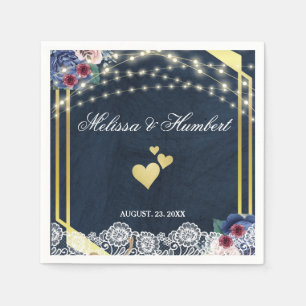 Serviette En Papier Russe Marine Bleu dentelle de dentelle lumière Mar