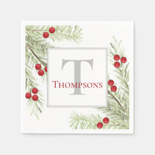 Serviette En Papier Russe moderne aquarelle Monogramme de vacances