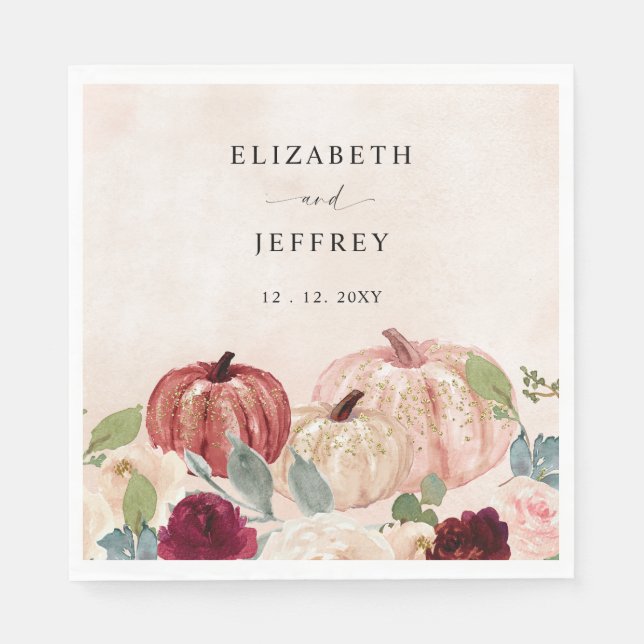 Serviette En Papier Russe moderne Citrouille Mariage de automne de pay (Devant)