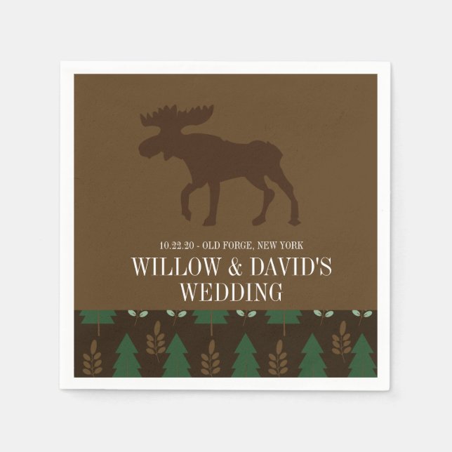 Serviette En Papier Russe Moose Nature Pine Tree Napkin (Devant)