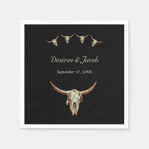 Serviette En Papier Russe occidental Mariage noir Vache Taureau crâne