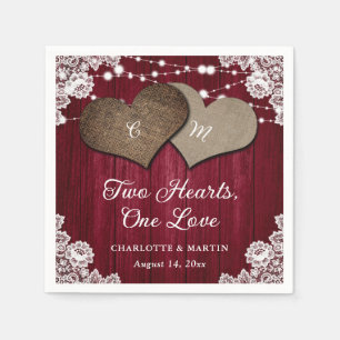 Serviette En Papier Russe Pays Bourgogne Bois Burlap Mariage dentelle