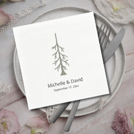 Serviette En Papier Russe Sage Green Pine Tree Boho Mariage Décontract
