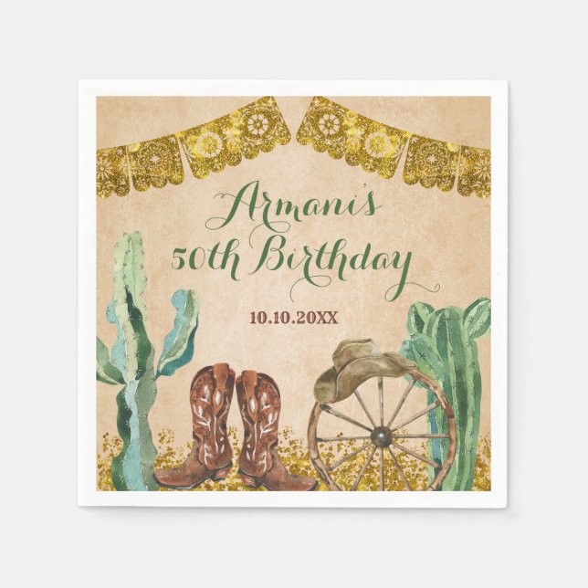 Serviette En Papier Russe Sud-Ouest Texas Cowboy papier d'anniversaire (Devant)