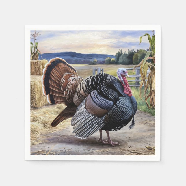 Serviette En Papier Russe Turquie ferme Thanksgiving Découpage Art (Devant)