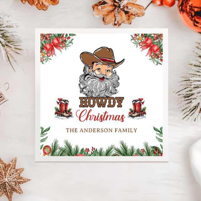 Serviette En Papier Russe Western Cowboy Joyeux Naples de Noël (Créateur téléchargé)
