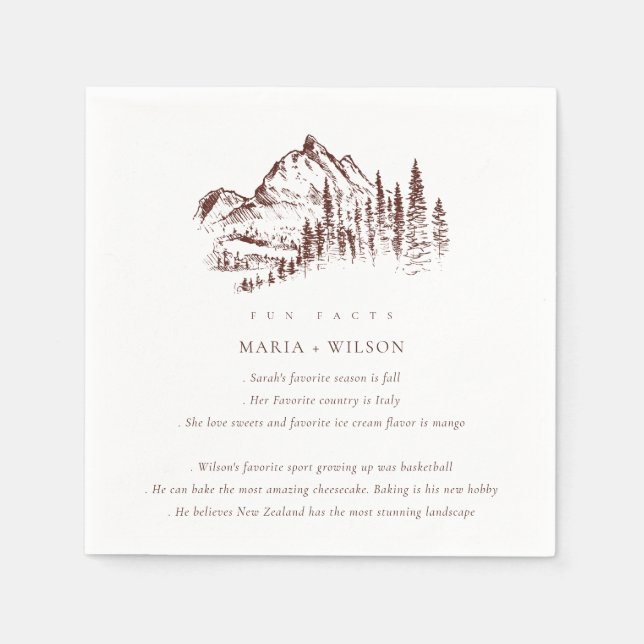 Serviette En Papier Rust Pine Woods Mountain Sketch Mariage Fun Fun Fu (Devant)