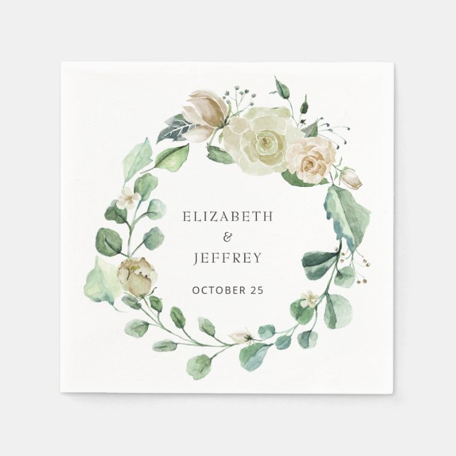 Serviette En Papier Rustic Airical Botanical Neutral Floral Mariage (Devant)
