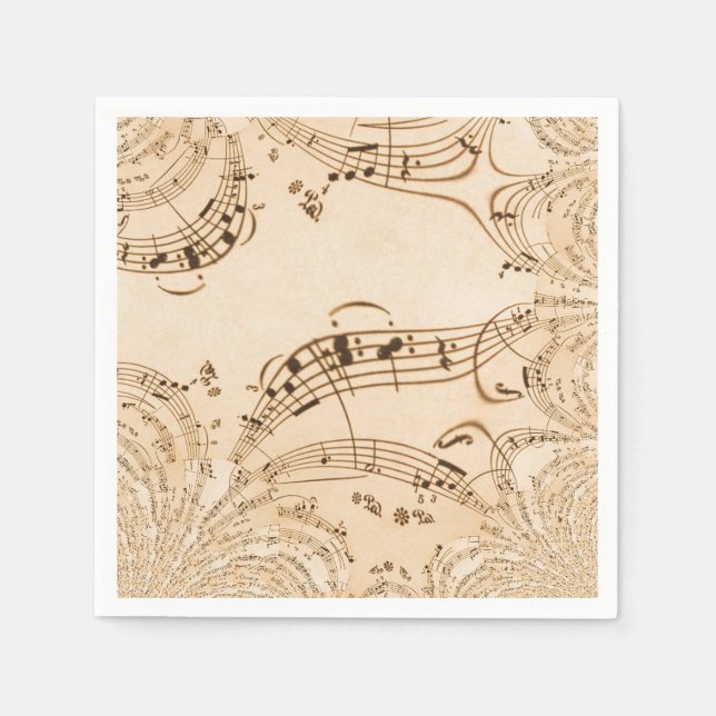 Serviette En Papier Rustic Antique Musical Notes (Devant)