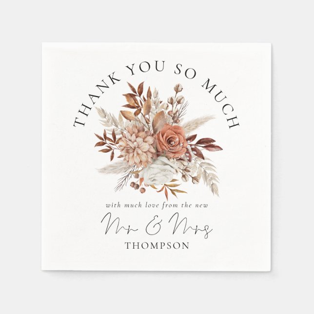 Serviette En Papier Rustic Automne Florals Nouveau M. Mme Merci (Devant)