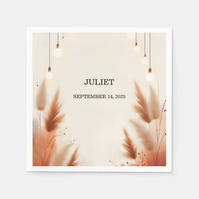 Serviette En Papier Rustic Boho Automne Ombre Fête des mariées Brown (Devant)