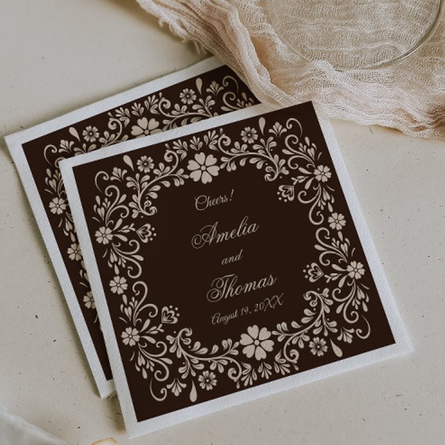 Serviette En Papier Rustic Brown Elegant Wedding  (Créateur téléchargé)