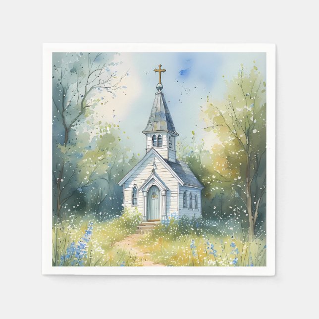 Serviette En Papier Rustic Church Path in Wildflower Meadow (Devant)