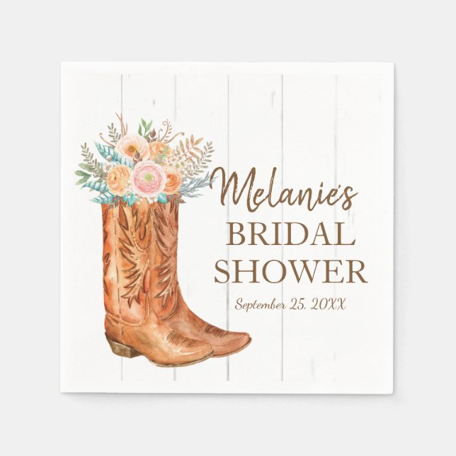 Serviette En Papier Rustic Country Boots Bridal Couples Douche Party (Devant)