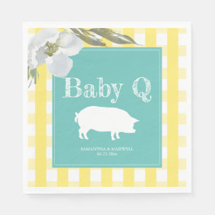Serviette En Papier Rustic Country Floral et Cochon En vichy Babyq