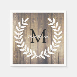 Serviette En Papier Rustic Country Laurels Barn Wood - Personnalisé
