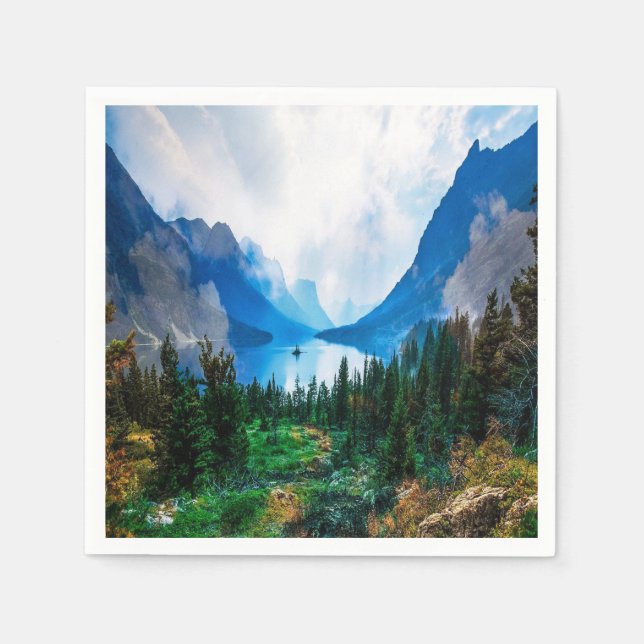 Serviette En Papier Rustic Country Mountains Nature Pittoresque (Devant)