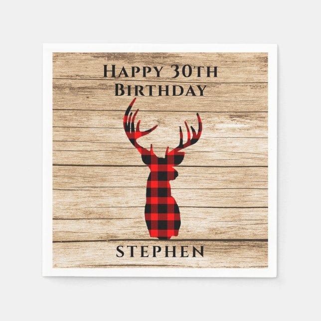 Serviette En Papier Rustic Deer Hunter Thème 30e fête d'anniversaire (Devant)
