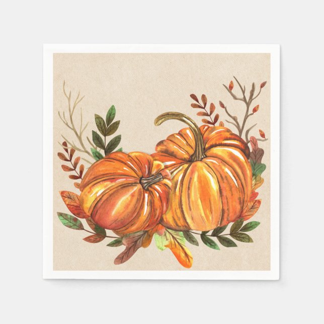 Serviette En Papier Rustic Fall Citrouille (Devant)