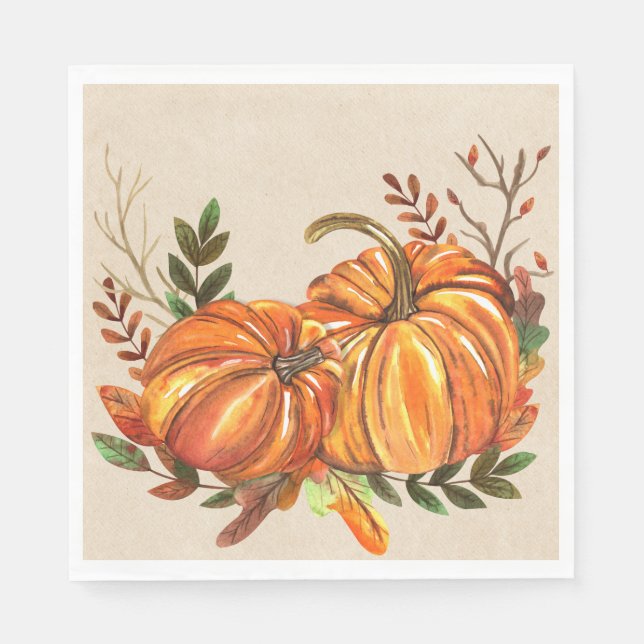 Serviette En Papier Rustic Fall Citrouille (Devant)
