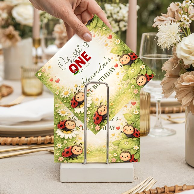 Serviette En Papier Rustic Floral Lady Bug 1st Birthday (Créateur téléchargé)