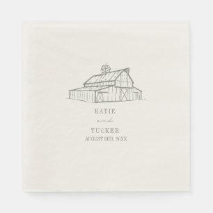 Serviette En Papier Rustic Grange Mariage vert Sage