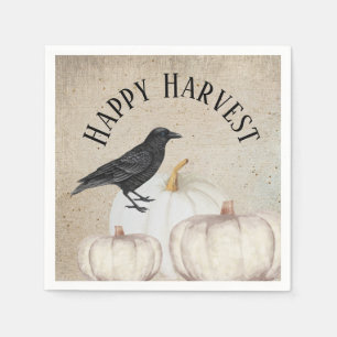 Serviette En Papier Rustic Happest Harvest White Citrouille Thanksgivi