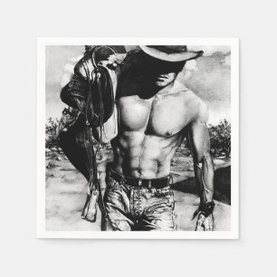 Serviette En Papier Rustic Homme's mignon Western Cowboy Cool Hunk 