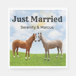 Serviette En Papier Rustic Horse Pays Juste Marié Mariage Occidental