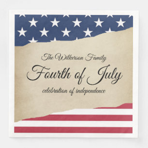 Serviette En Papier Rustic Parchment et American Flag 4 juillet