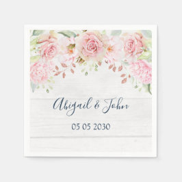 Serviette En Papier Rustic Pink Floral Spring Wedding Napkin