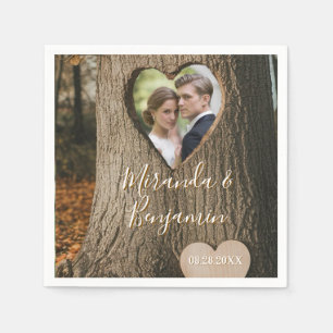 Serviette En Papier Rustic Tree Bark Mariage photo