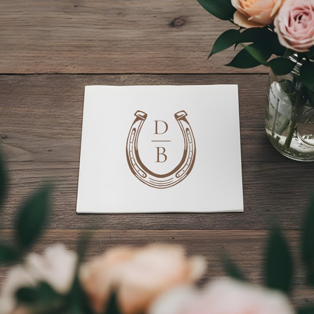 Serviette En Papier Rustic Western Horseshoe Custom Monogram Wedding (Rustic Western Horseshoe Custom Monogram Wedding Napkins)