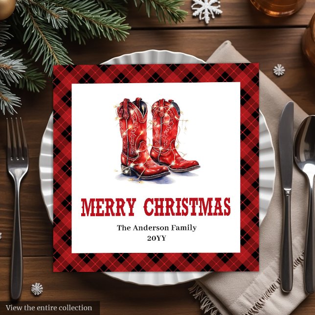 Serviette En Papier Rustic Western Red Black Tartan Holiday Napkins (Rustic Western Red Black Tartan Holiday Napkins)