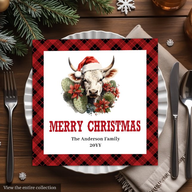 Serviette En Papier Rustic Western Tartan Christmas Party Napkins (Rustic Western Tartan Christmas Party Napkins)