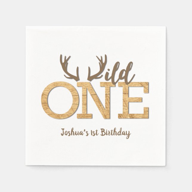Serviette En Papier Rustic Wild Un 1er anniversaire fête (Devant)