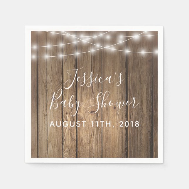 Serviette En Papier Rustic Wood Grange Country Lights Événement Napkin (Devant)