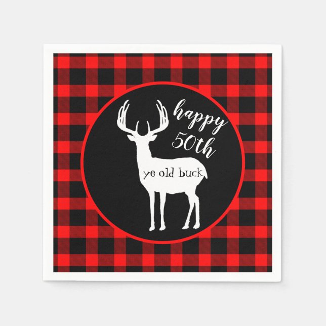 Serviette En Papier Rustique 50e Anniversaire Cerfs Antlers (Devant)
