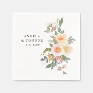 Serviette En Papier Rustique Aquarelle Florale Mariage de printemps