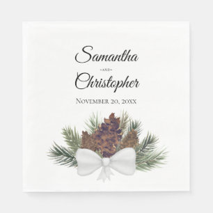 Serviette En Papier Rustique Aquarelle Pinecones Mariage élégant
