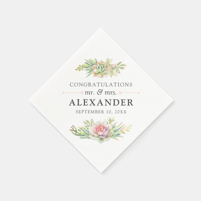 Serviette En Papier Rustique Aquarelle Succulent Cactus du désert Mari (Coin)