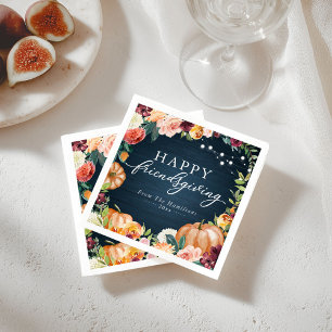 Serviette En Papier Rustique Automne Floral Friendsgiving Dîner Napkin