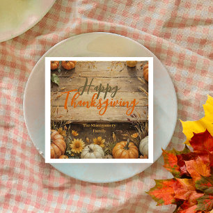 Serviette En Papier Rustique Automne Style Ferme Thanksgiving