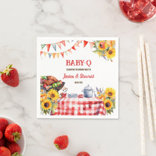 Serviette En Papier Rustique BABY-Q Barbecue Pique-Nique Tournesol Pla