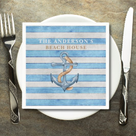 Serviette En Papier Rustique Bois Famille Plage Maison Stripes Nautiqu