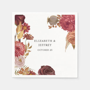 Serviette En Papier Rustique Botanique Mariage de automne d'automne
