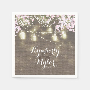 Serviette En Papier Rustique Burlap Lights Mason Jars Mariage